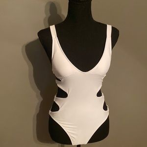 White Body Suit with Cut Out Sides